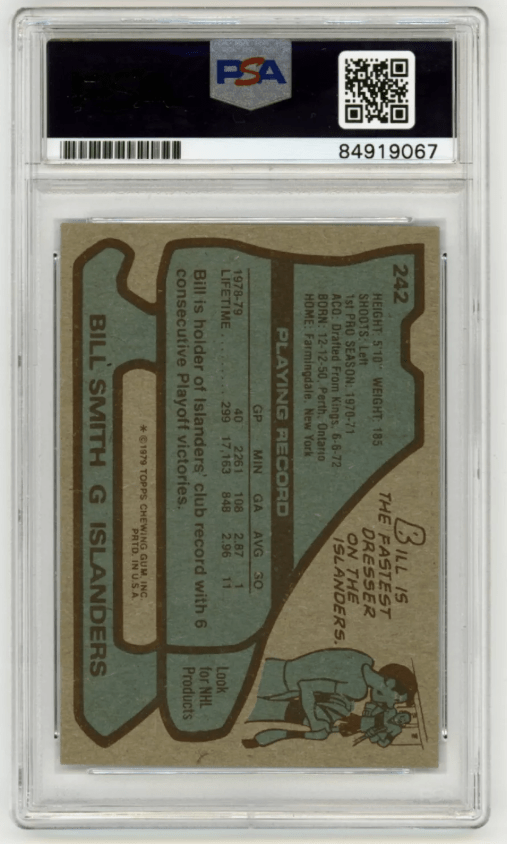 Billy Smith 1979-80 Topps #242 Signed PSA Authentic Auto Black Islanders HOF
