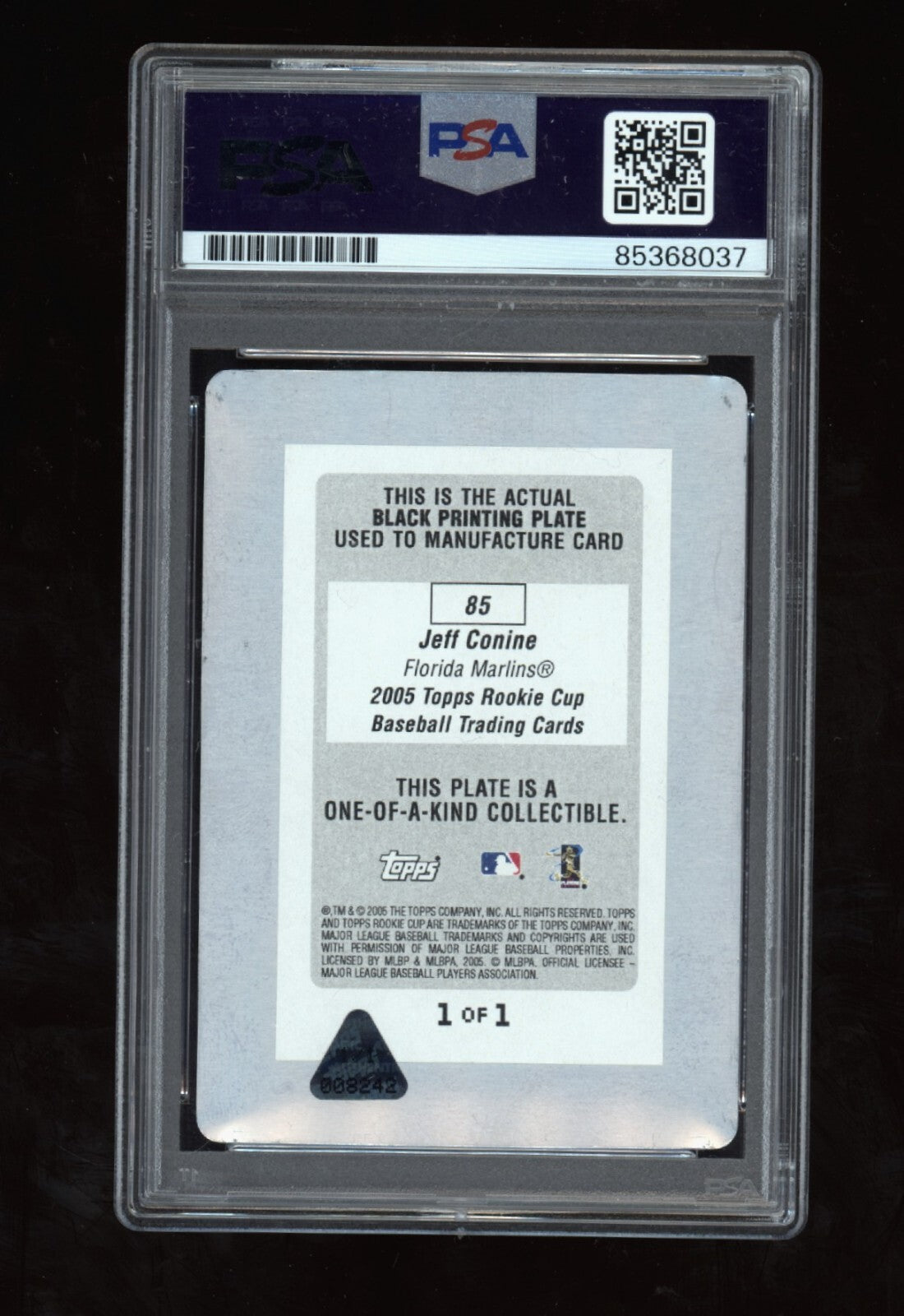 Jeff Conine 2005 Topps Rookie Cup Printing Plate #1/1 Signed PSA Authentic Auto
