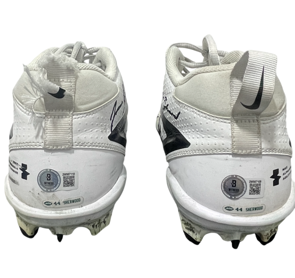 Jamien Sherwood Signed 2024 Game Used Football Cleats (PAIR) Beckett Wit BAS COA