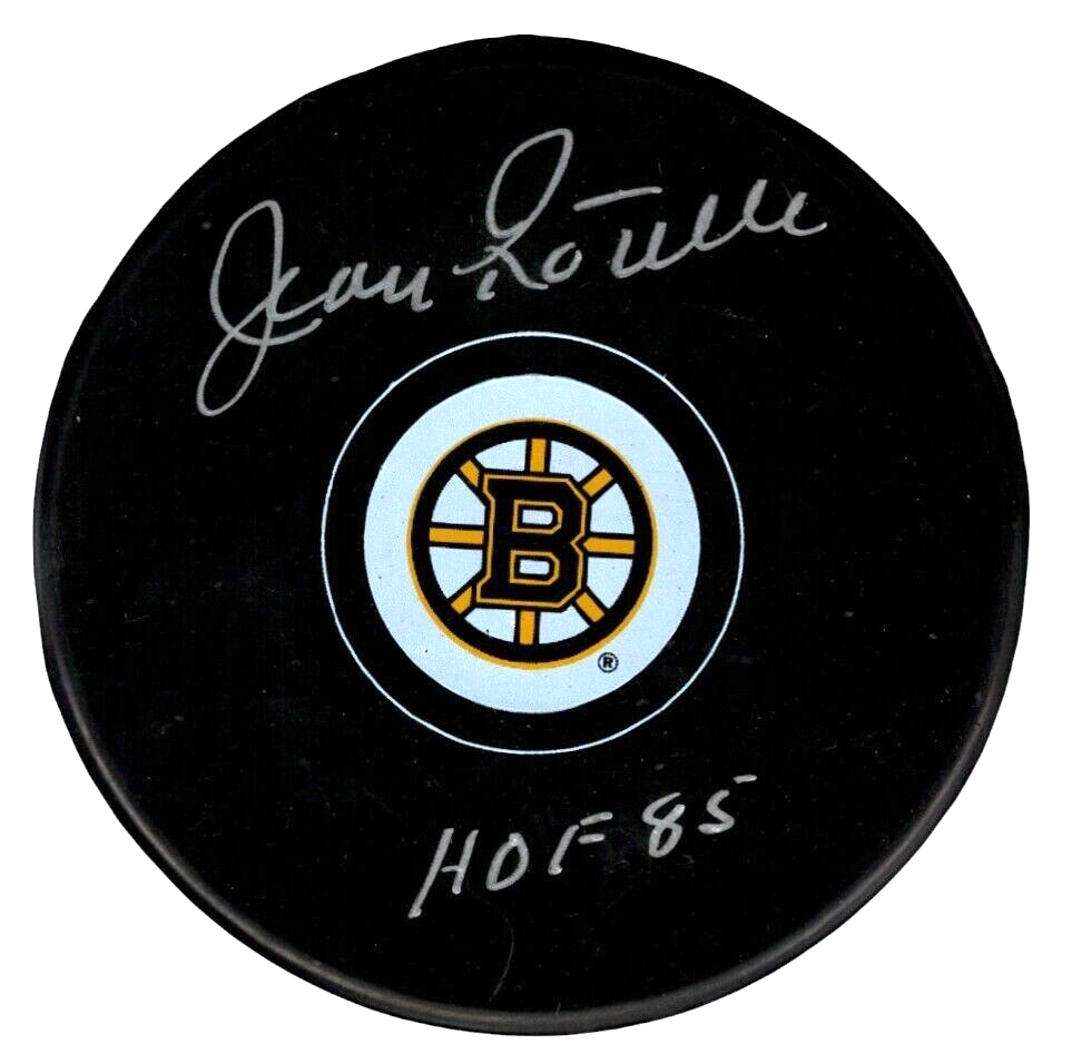 Jean Ratelle Signed Boston Bruins Puck w/ HOF 85 Beckett Witness BAS COA