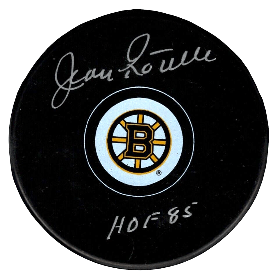 Jean Ratelle Signed Boston Bruins Puck w/ HOF 85 Beckett Witness BAS COA