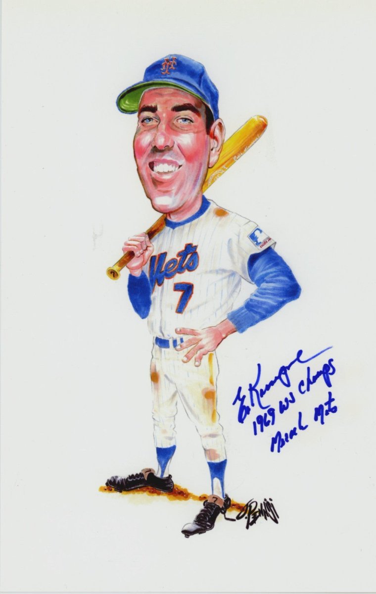 Ed Kranepool Signed 7x12 Lithograph Print w/ 1969 NL Champs LSCM COA NY Mets