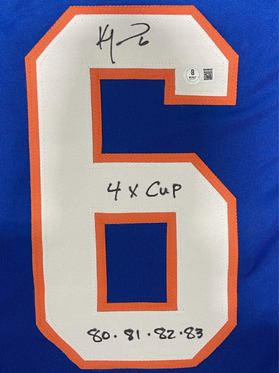 Ken Morrow Signed Islanders Custom Jersey w 4x Cup 80 81 82 83 Beckett W BAS COA