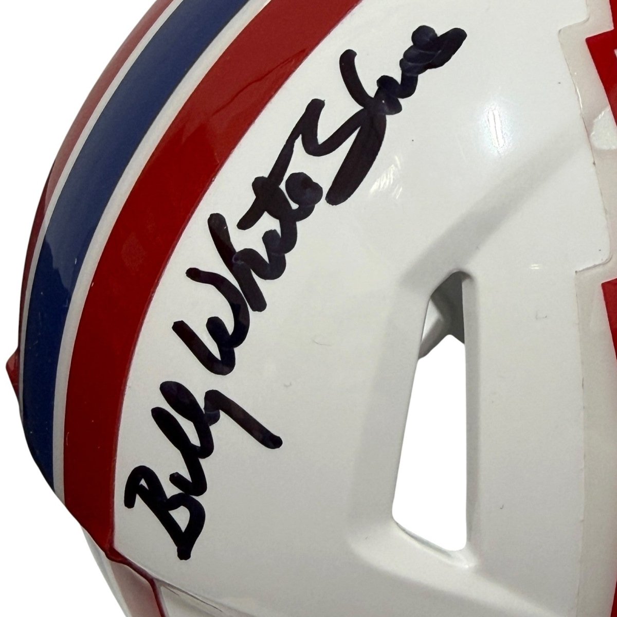 Billy White Shoes Johnson Signed Houston Oilers Speed Mini Helmet JSA Wit COA