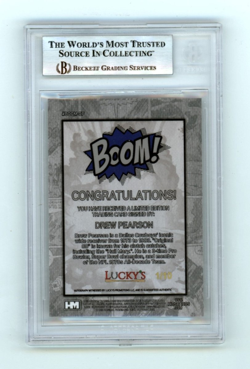 Drew Pearson 2024 Hits Memorabilia BOOM Gold #/10 Signed BGS BAS Auto HOF 21 Ins