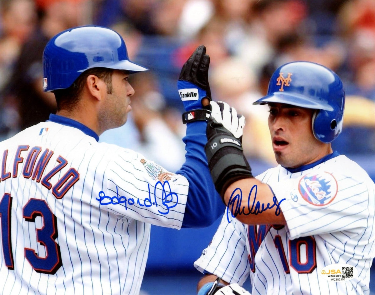Edgardo Alfonzo &amp; Rey Ordonez Dual Signed Mets 8x10 Photo JSA Witness COA