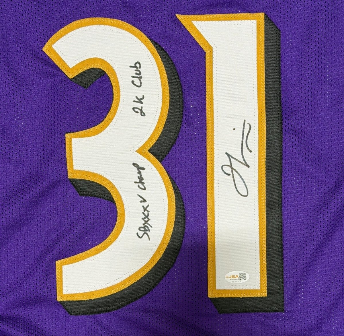 Jamal Lewis Signed Ravens Custom Jersey w/ SB XXXV Champ + 2K Club JSA Wit COA