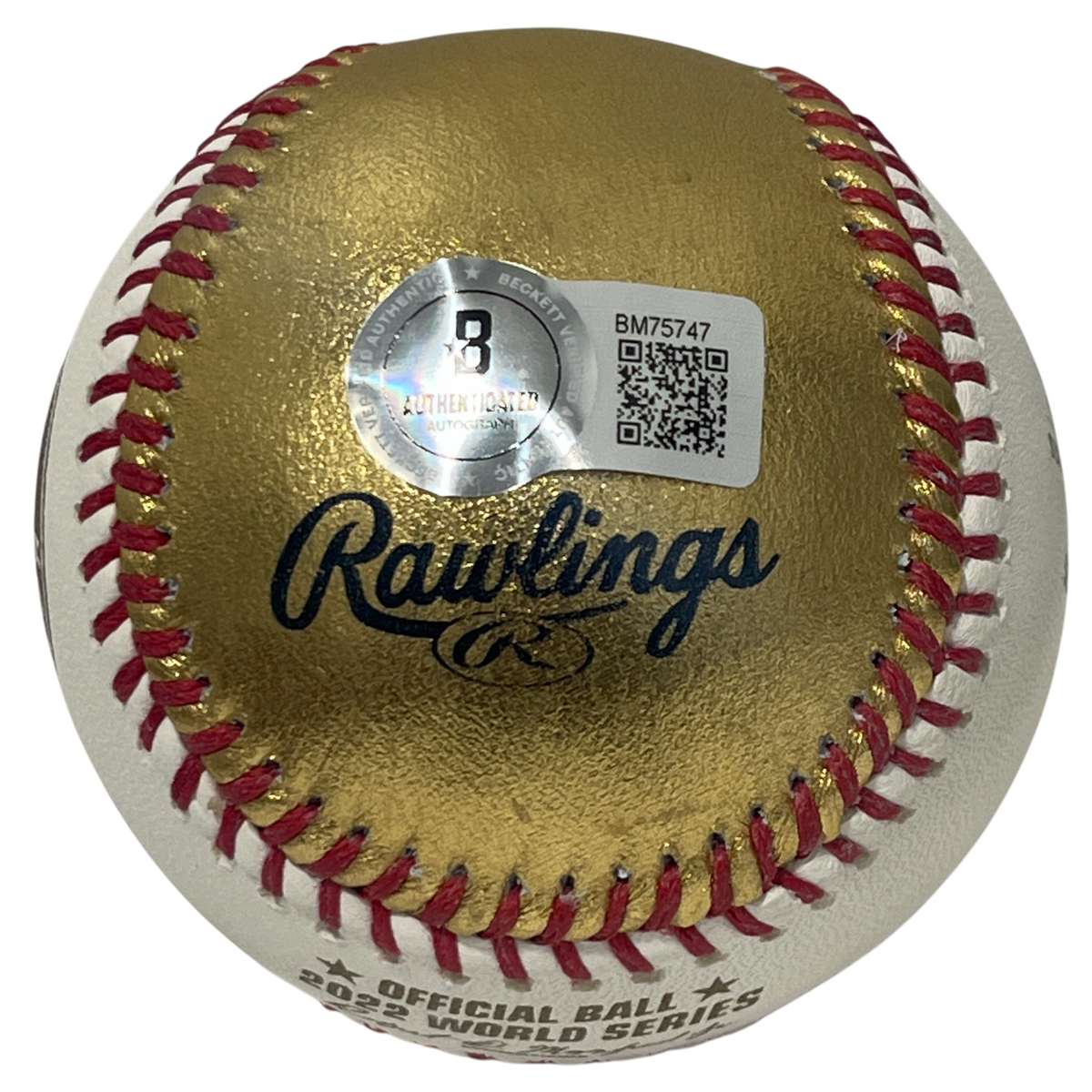 Trey Mancini Signed Auto Gold LE 2022 World Series Baseball Beckett BAS COA A
