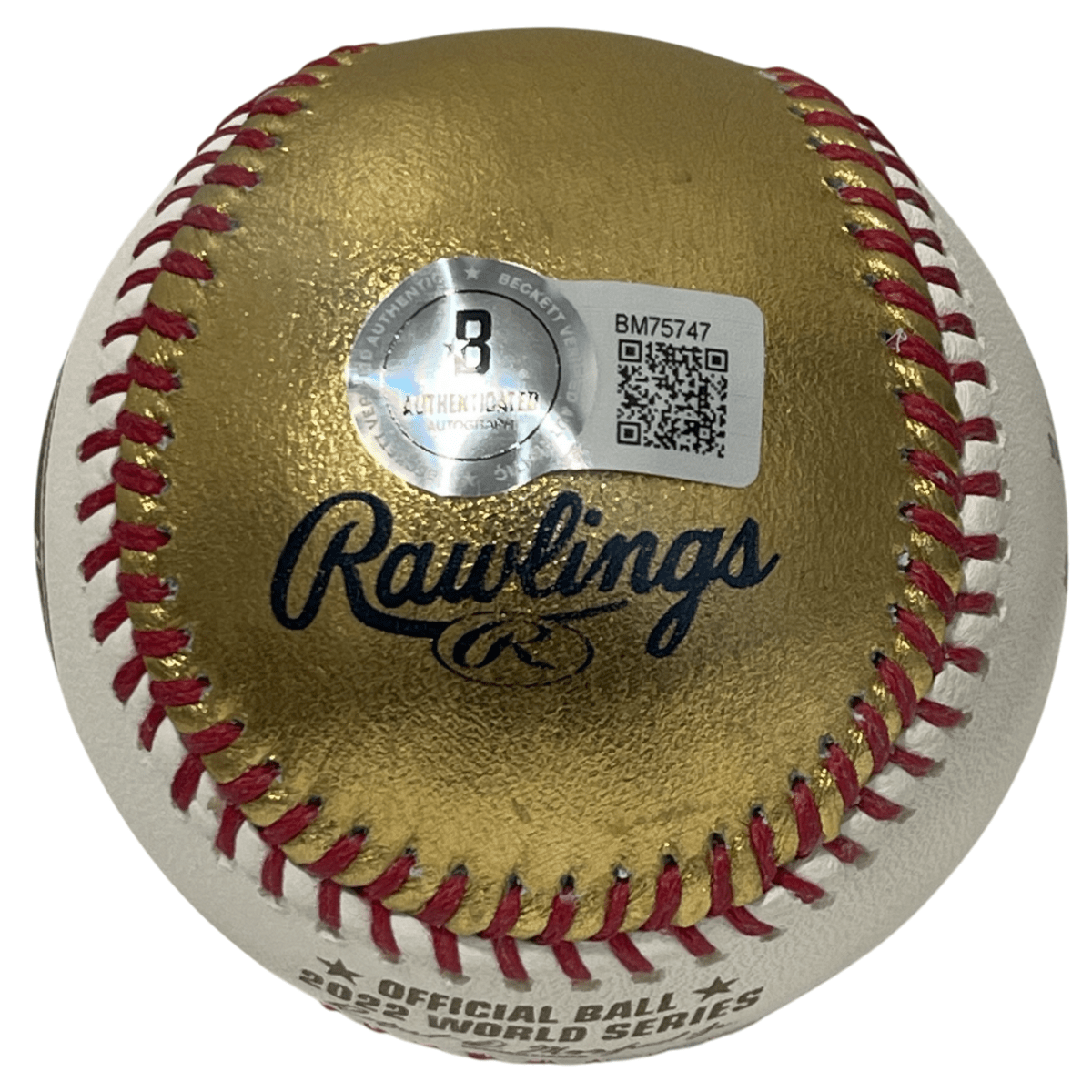 Trey Mancini Signed Auto Gold LE 2022 World Series Baseball Beckett BAS COA A