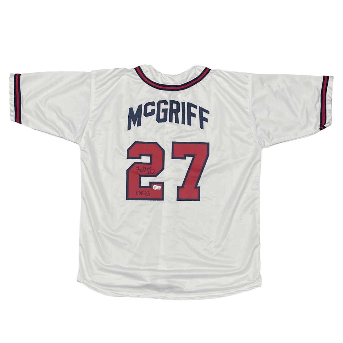 Fred McGriff Signed Braves Custom Jersey w/ HOF 2023 Beckett Witness BAS COA