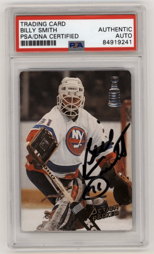 Billy Smith 1993 Action Packed HOF Induction #3 Signed PSA Auth Auto Islanders