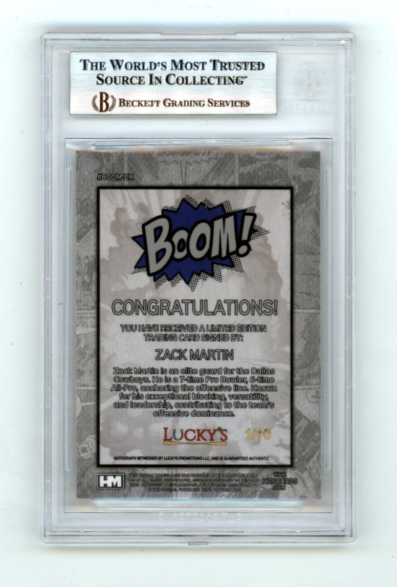 Zack Martin 2024 Hits Memorabilia BOOM Gold #/10 Signed BGS BAS Auto Cowboys
