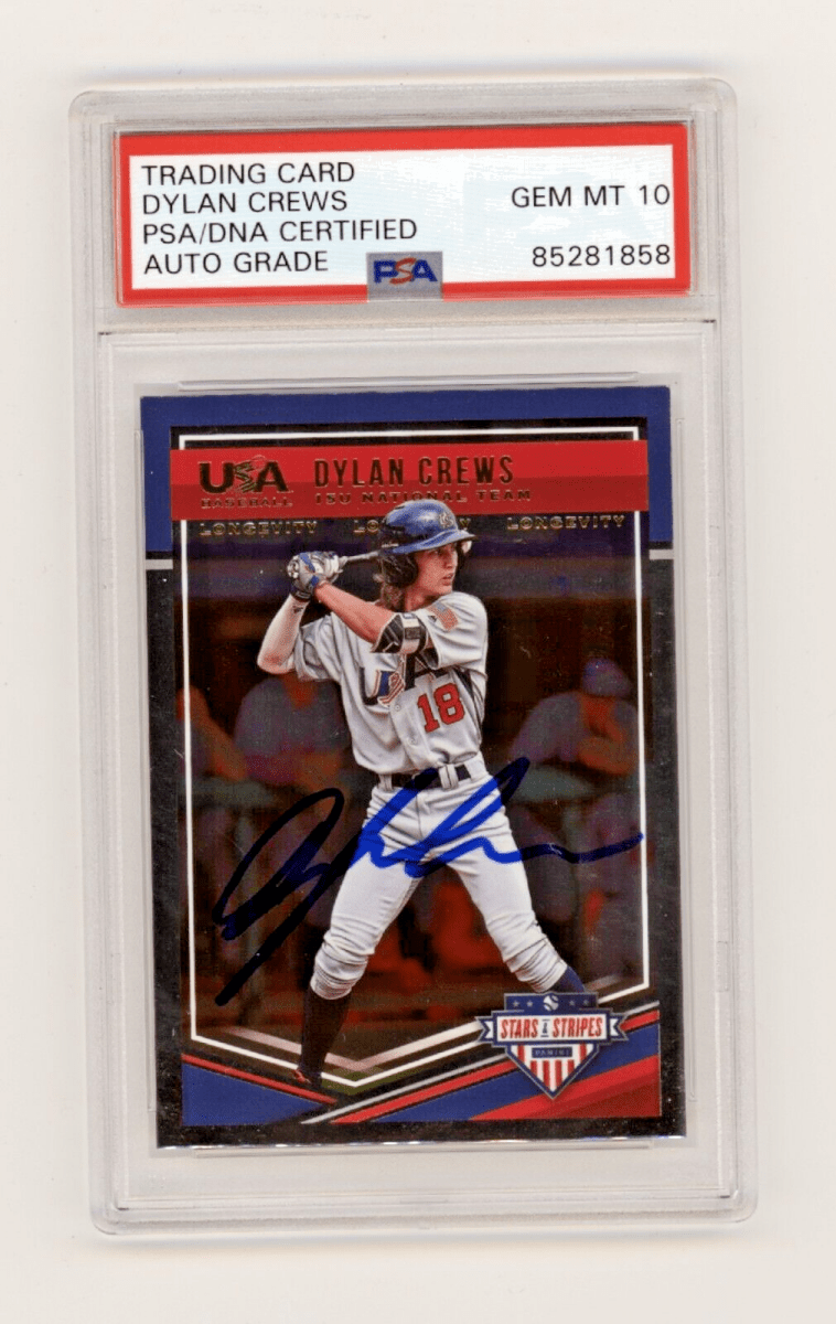 Dylan Crews 2018 Panini Stars Stripes Longevity RC Signed PSA 10 Auto Nationals