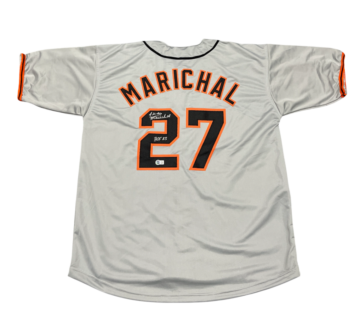 Juan Marichal Signed Giants Custom Grey Jersey w/ HOF 83 Beckett Wit BAS COA