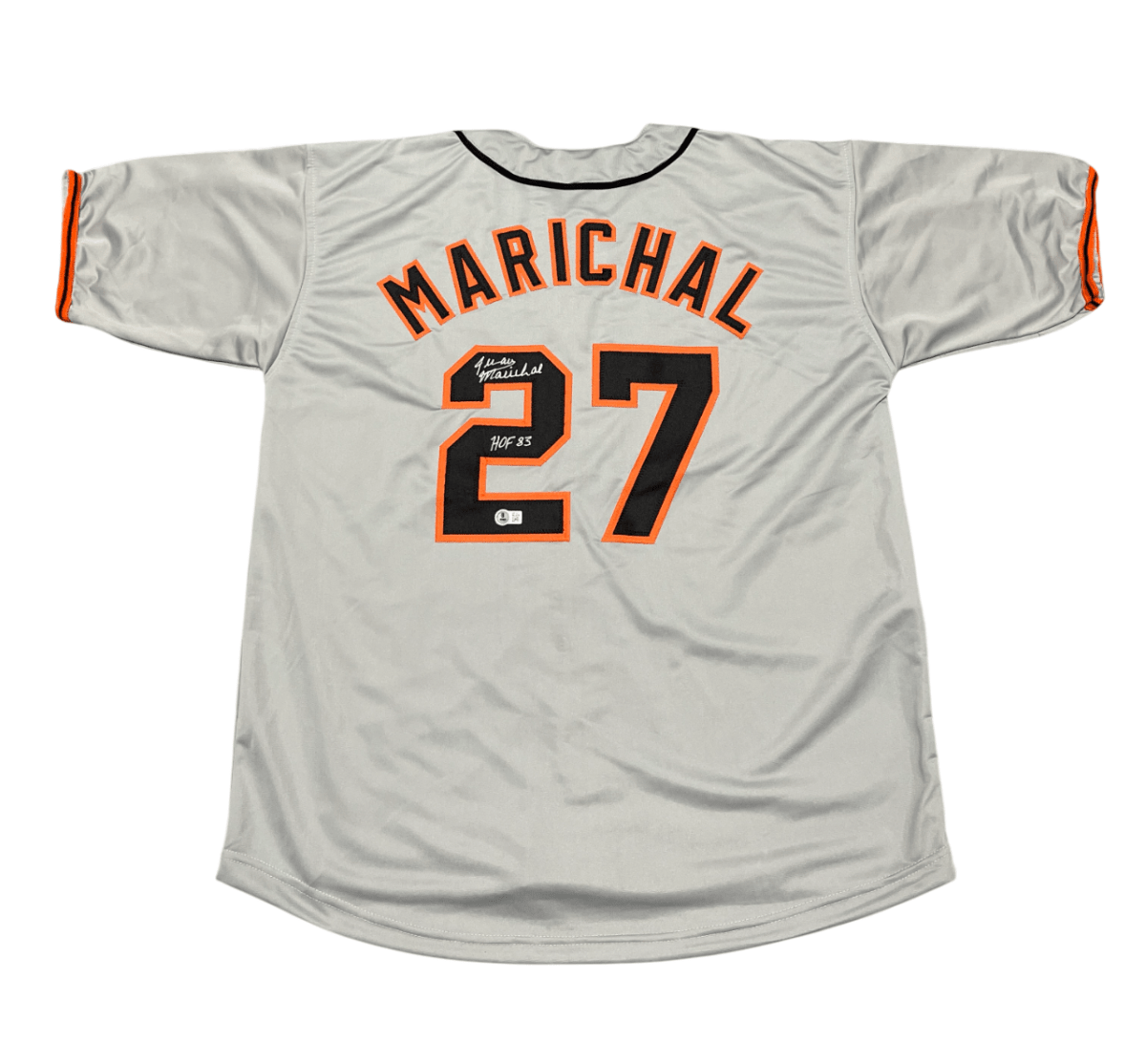 Juan Marichal Signed Giants Custom Grey Jersey w/ HOF 83 Beckett Wit BAS COA