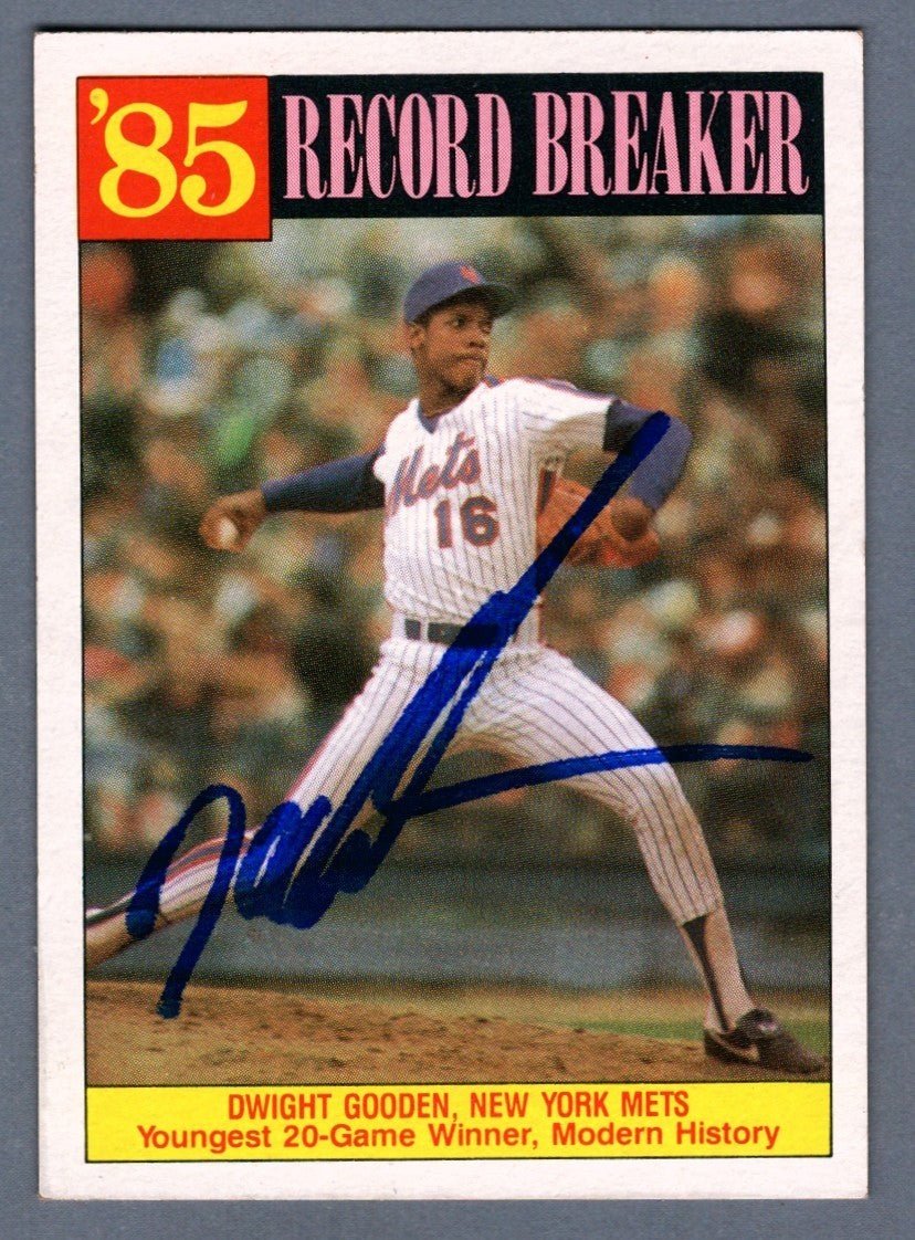 Dwight Doc Gooden Signed 1986 Topps Record Breaker #202 LSCM COA New York Mets
