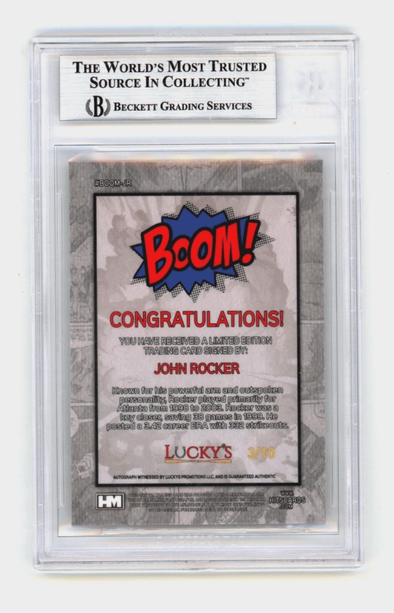John Rocker 2024 Hits Memorabilia BOOM Gold /10 Signed BGS BAS Auto Atlanta