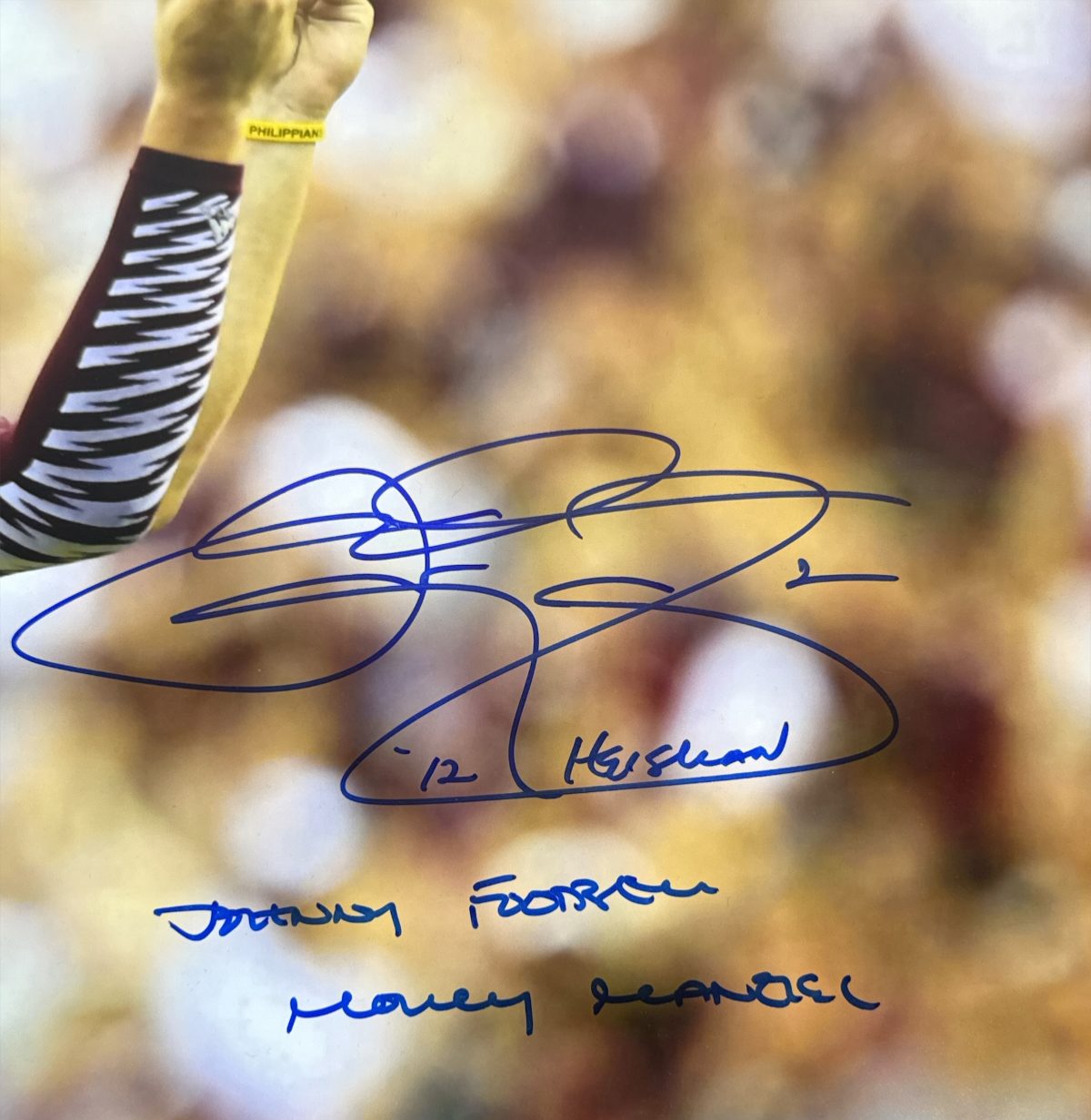 Johnny Manziel Signed Texas A&amp;M Aggies 16x20 Photo w/ 3 Insc. Beckett BAS COA