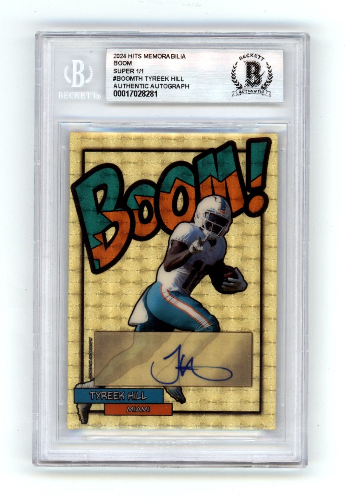 Tyreek Hill 2024 Hits Memorabilia BOOM Super #1/1 Signed BGS BAS Auto Dolphins