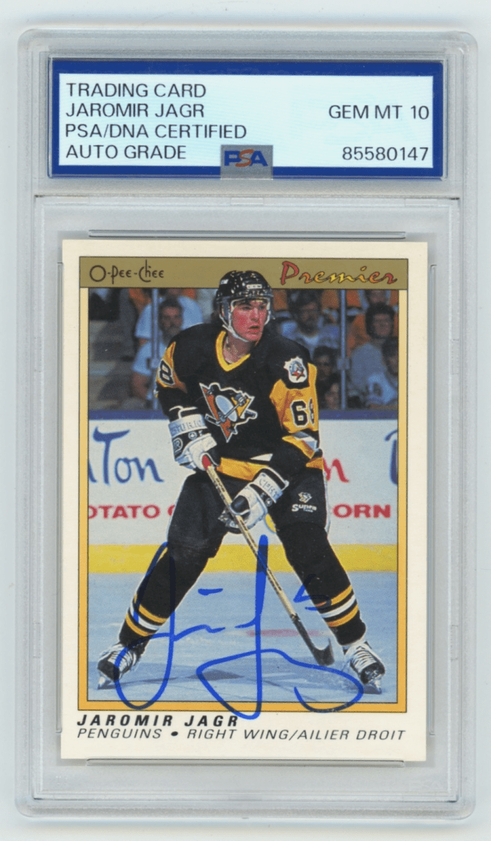 Jaromir Jagr 1990-91 O-Pee-Chee Premier #50 Rookie RC Signed PSA 10 GEM MINT