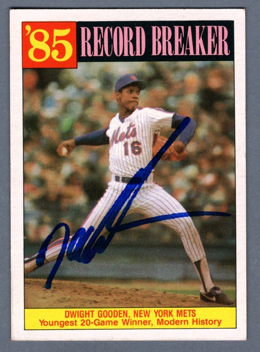 Dwight Doc Gooden Signed 1986 Topps Record Breaker #202 LSCM COA New York Mets