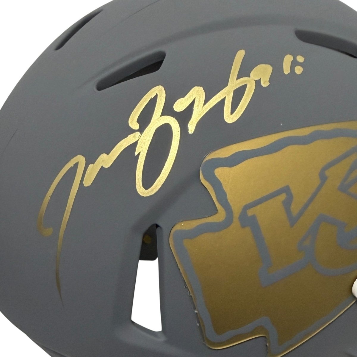 Tamba Hali Signed Kansas City Chiefs Slate Mini Helmet JSA Witness COA