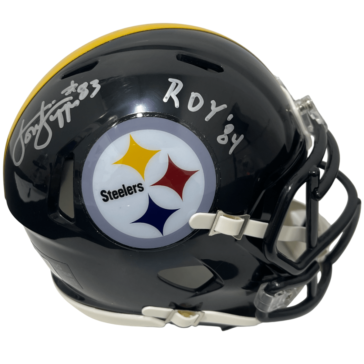 Louis Lipps Signed Steelers Speed Mini Helmet w/ ROY 84 Beckett Witness BAS COA