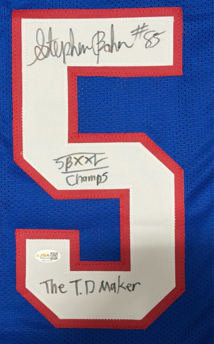 Stephen Baker Signed New York Giants Custom Jersey w/ 2 Ins JSA Witness COA