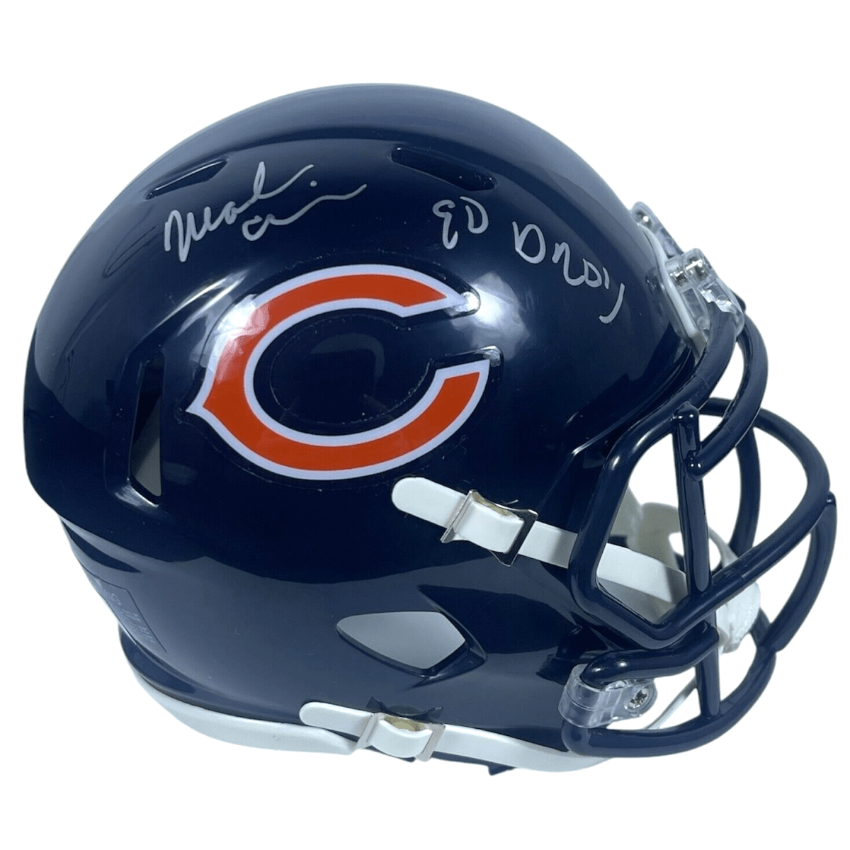 Mark Carrier Signed Bears Speed Mini Helmet w/ 90 DROY Beckett Witness BAS COA