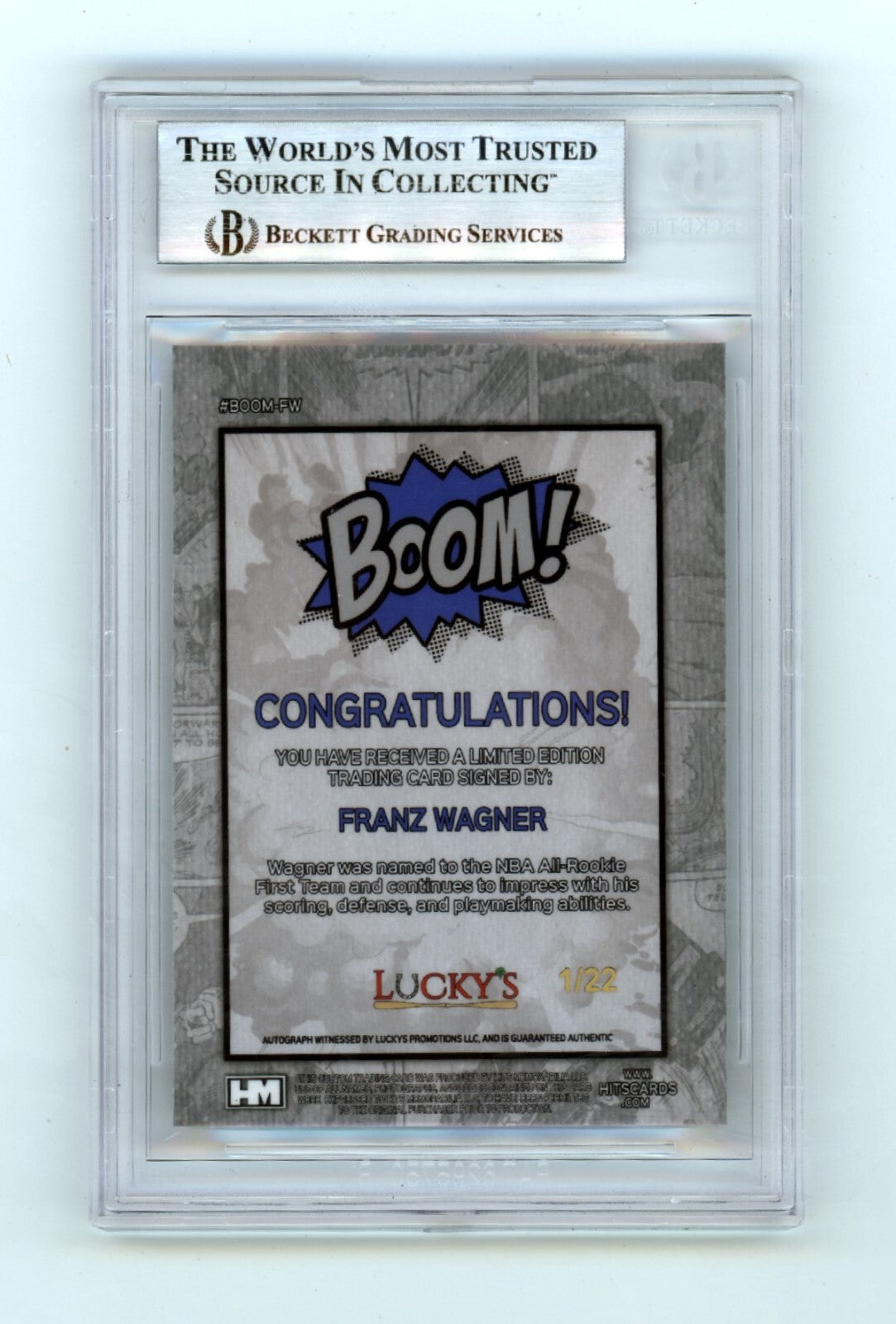 Franz Wagner 2024 Hits Memorabilia BOOM Silver #/22 Signed BGS BAS Auto Magic