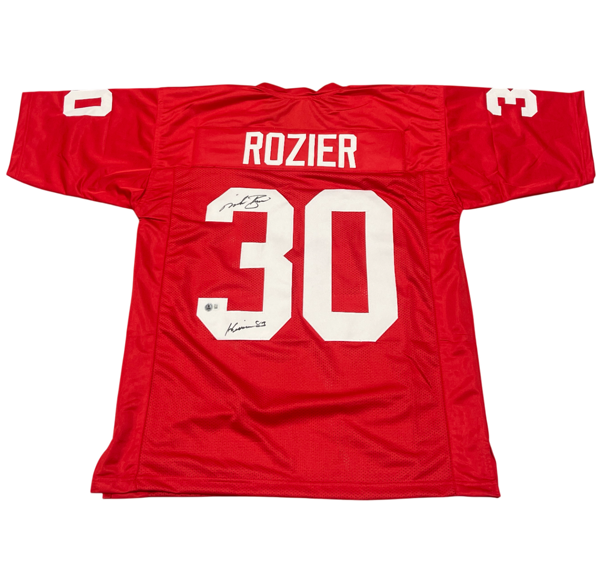 Mike Rozier Signed Nebraska Custom Jersey w/ Heisman 83 Beckett Witness BAS COA
