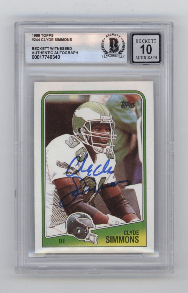 Clyde Simmons 1988 Topps #244 RC Signed Beckett BGS 10 Auto Philadelphia Eagles