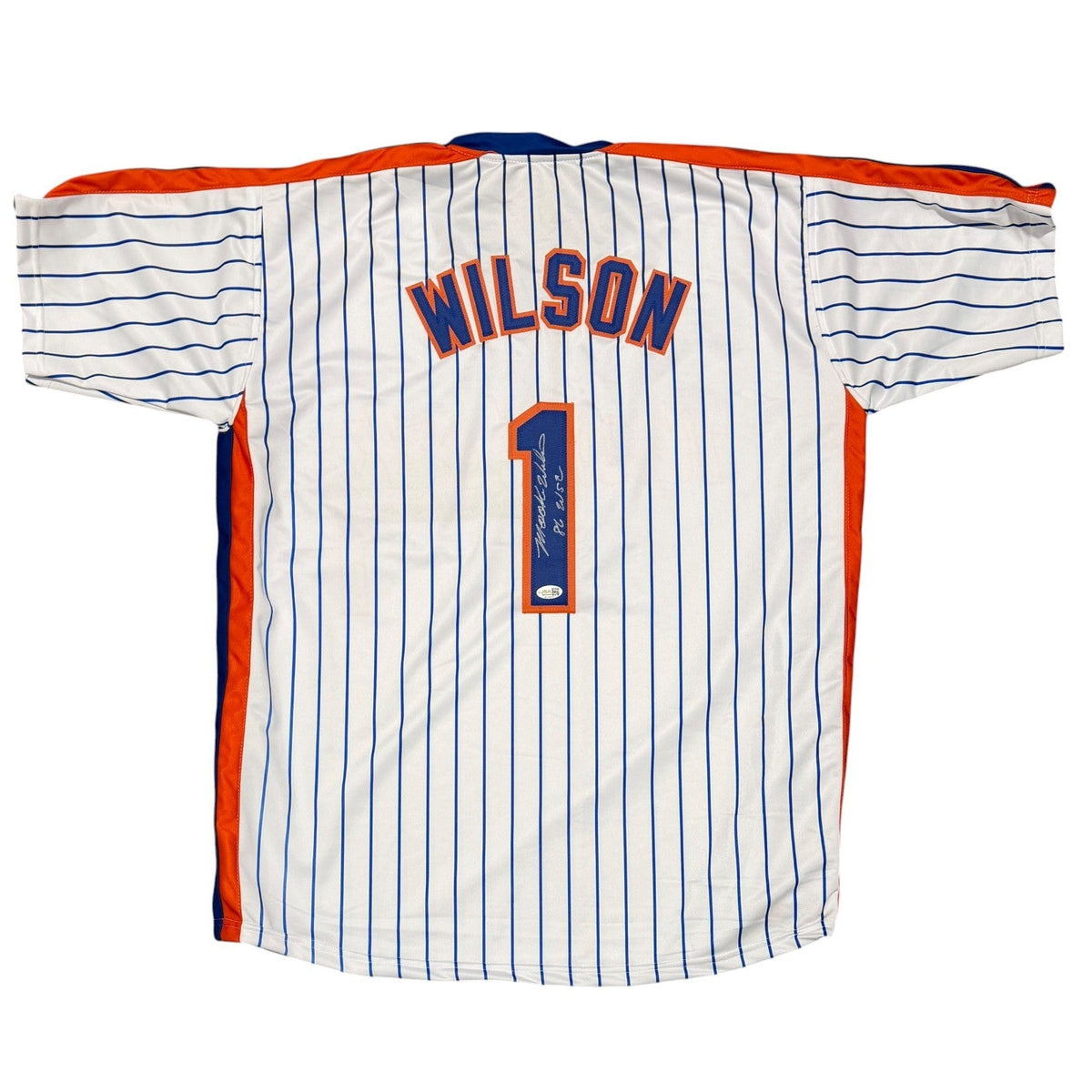 Mookie Wilson Signed New York Mets Custom Jersey w/ 86 WSC JSA Witness COA