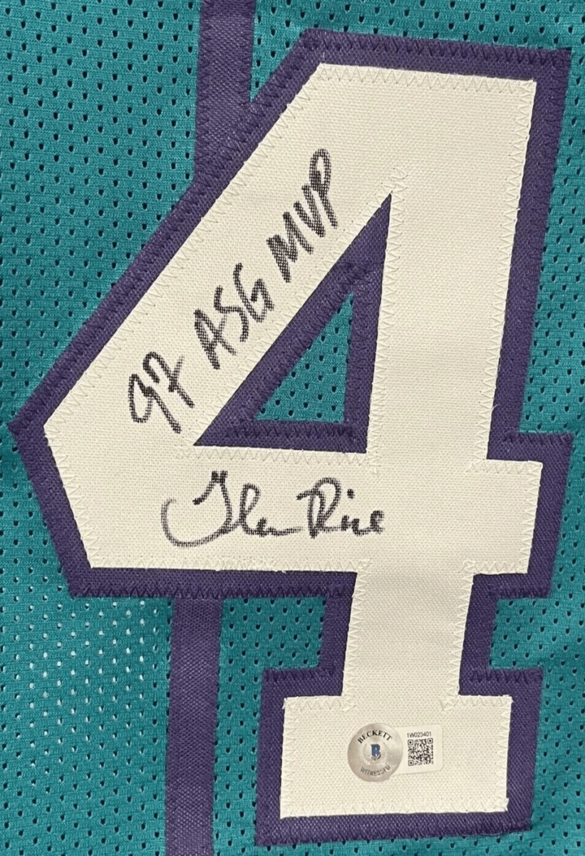 Glen Rice Signed Hornets Custom Jersey w/ 97 ASG MVP Beckett Witness BAS COA