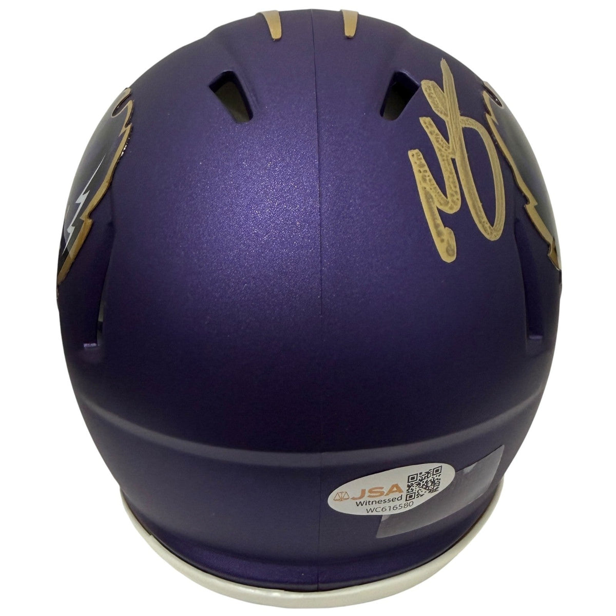 Willis McGahee Signed Baltimore Ravens Alt Purple Mini Helmet JSA Witness COA