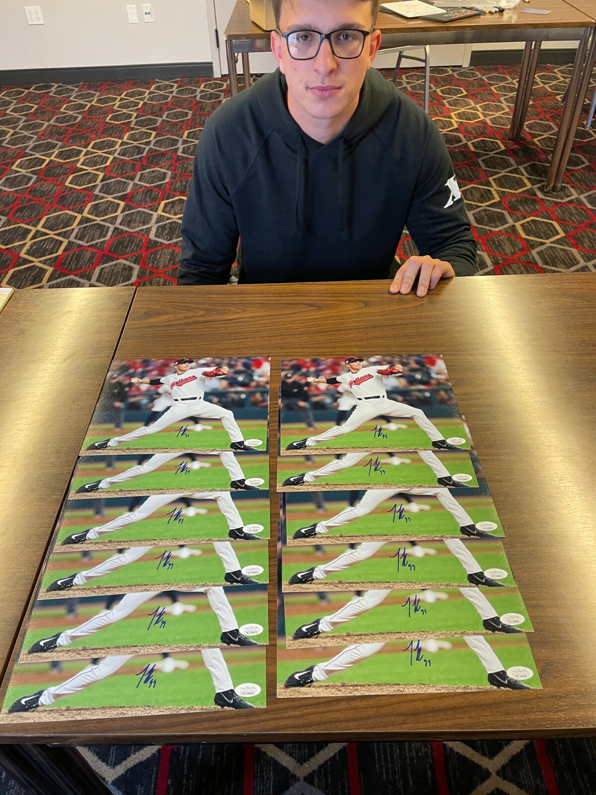 James Karinchak Signed Autographed Cleveland Indians 8x10 Photo JSA COA #1