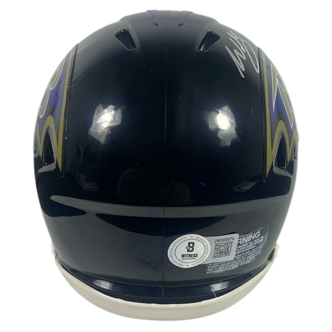Willis McGahee Signed Ravens Speed Mini Helmet Beckett Witness BAS COA