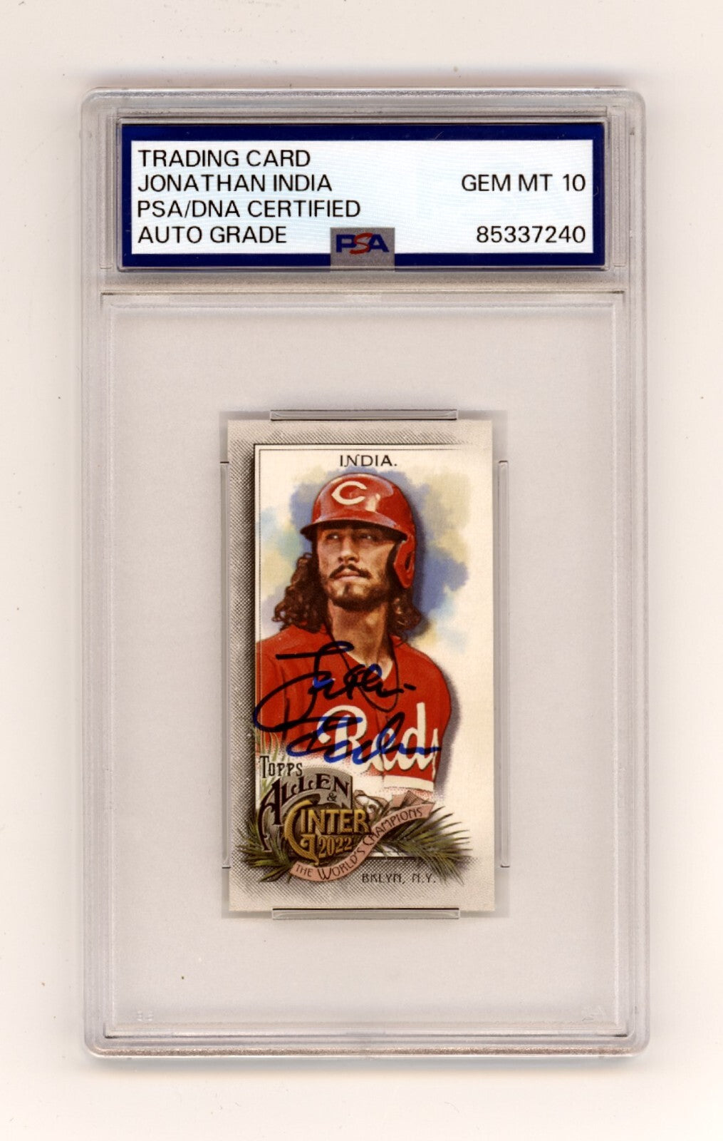 Jonathan India 2022 Topps Allen &amp; Ginter Mini #182 Signed PSA 10 Auto Reds