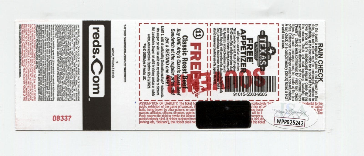 Jonathan India Signed Auto MLB Debut Ticket 4/1/2021 JSA W COA &amp; Exclusive HOLO