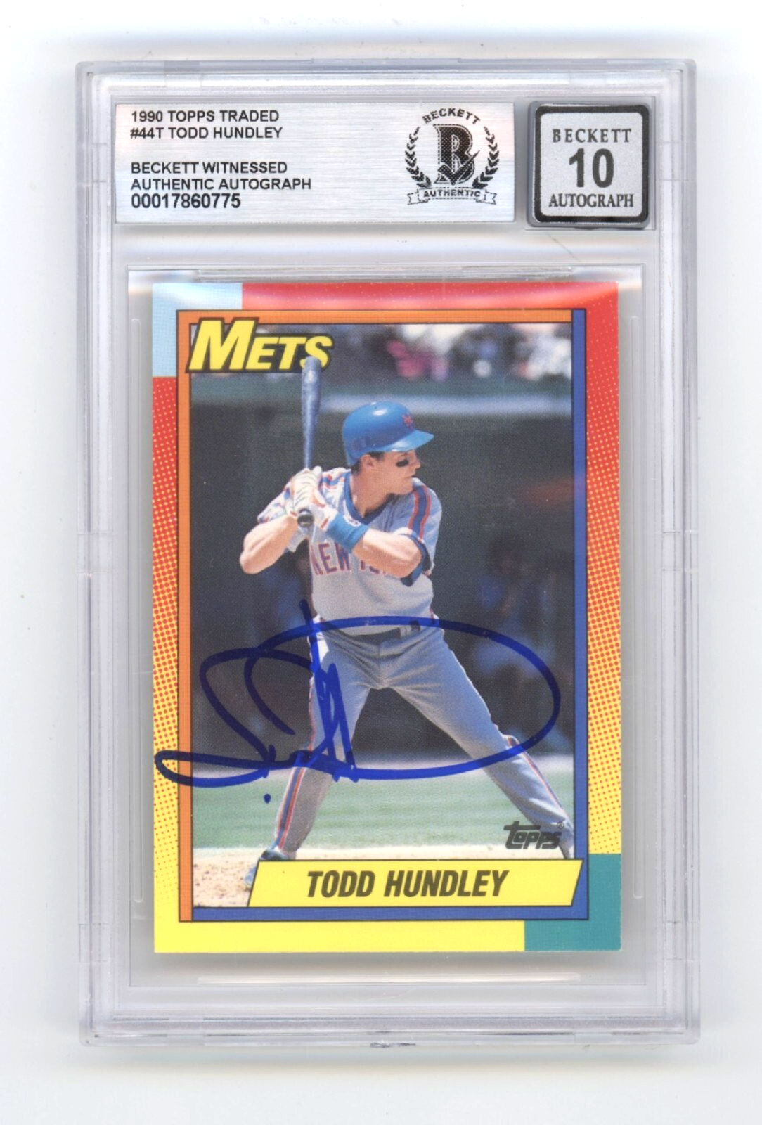 Todd Hundley 1990 Topps Traded #44T RC Signed Beckett BGS 10 Auto Mets