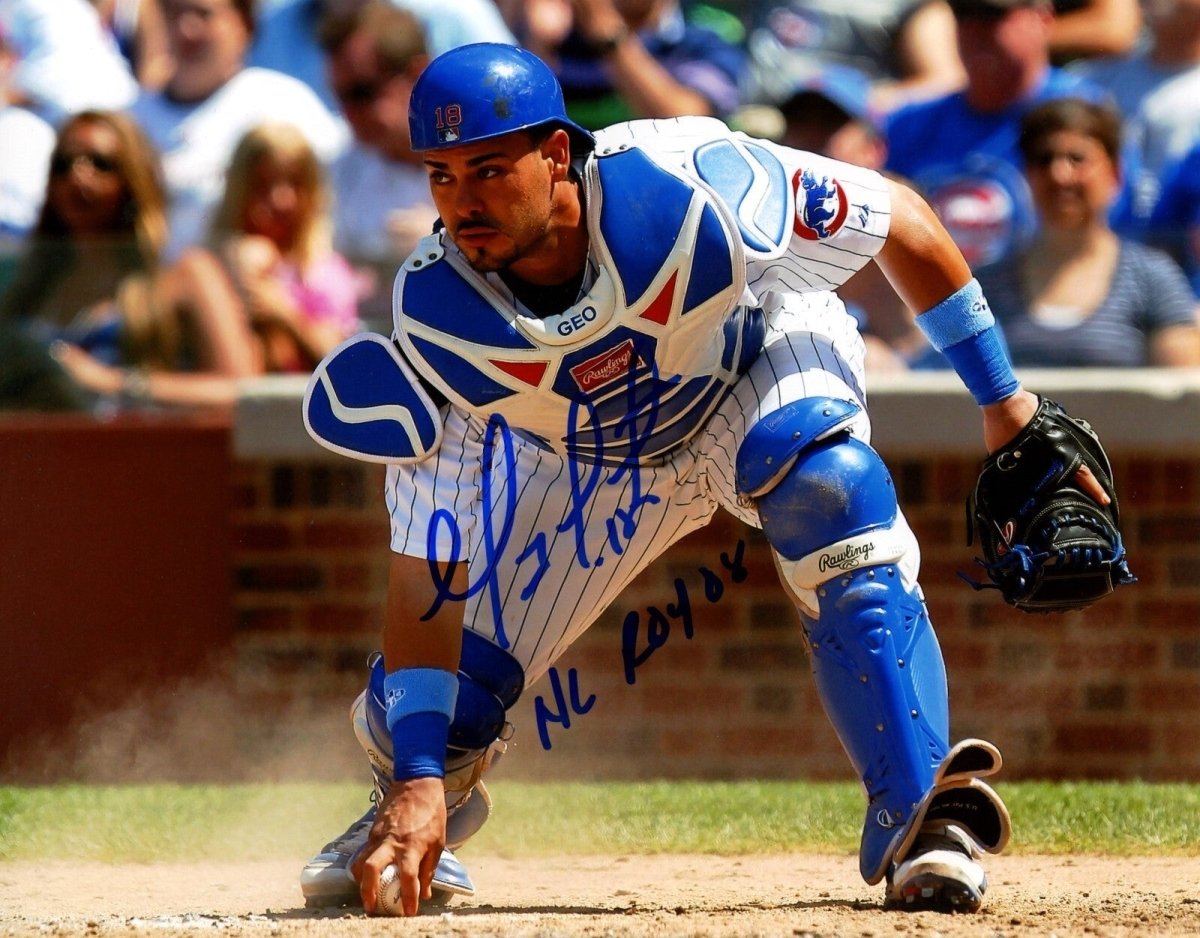 Geovany Soto Signed Chicago Cubs 8x10 Photo w/ NL ROY 08 LSCM COA #2