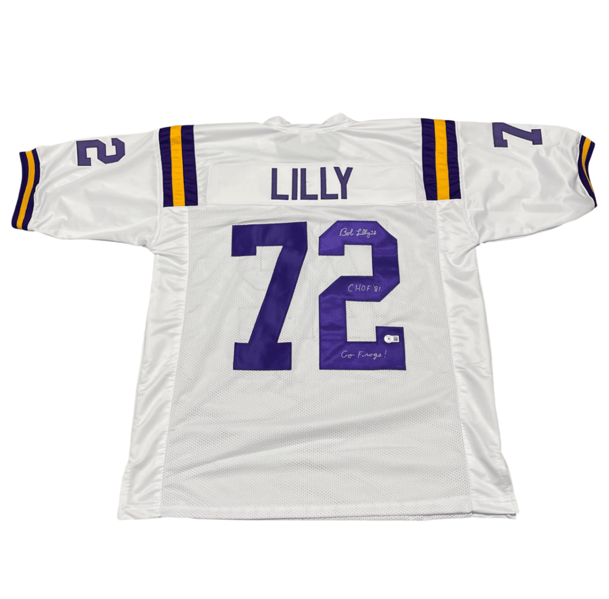 Bob Lilly Signed TCU Custom Jersey w/ 2 Ins Beckett Witness BAS COA