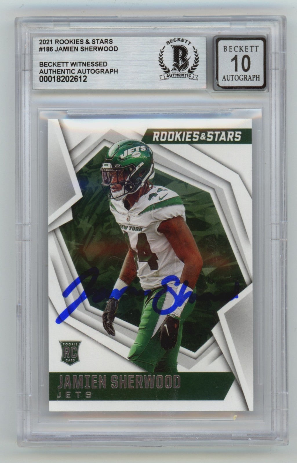 Jamien Sherwood 2021 Panini Rookies &amp; Stars #186 Signed RC Beckett BGS 10 Auto