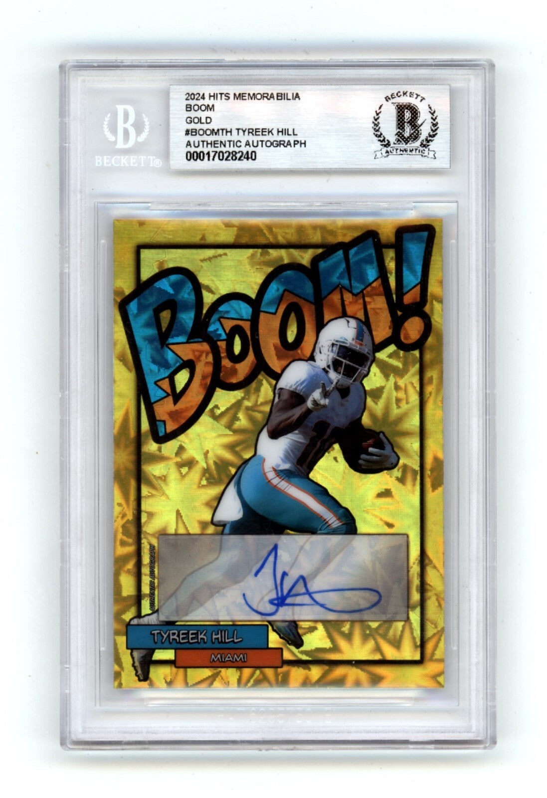 Tyreek Hill 2024 Hits Memorabilia BOOM Gold #/10 Signed BGS BAS Auto Dolphins