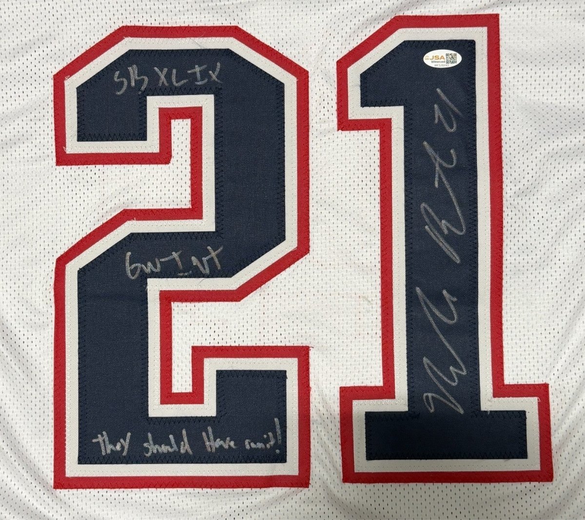 Malcolm Butler Signed New England Patriots Custom Jersey w/ RARE Inscs JSA W COA