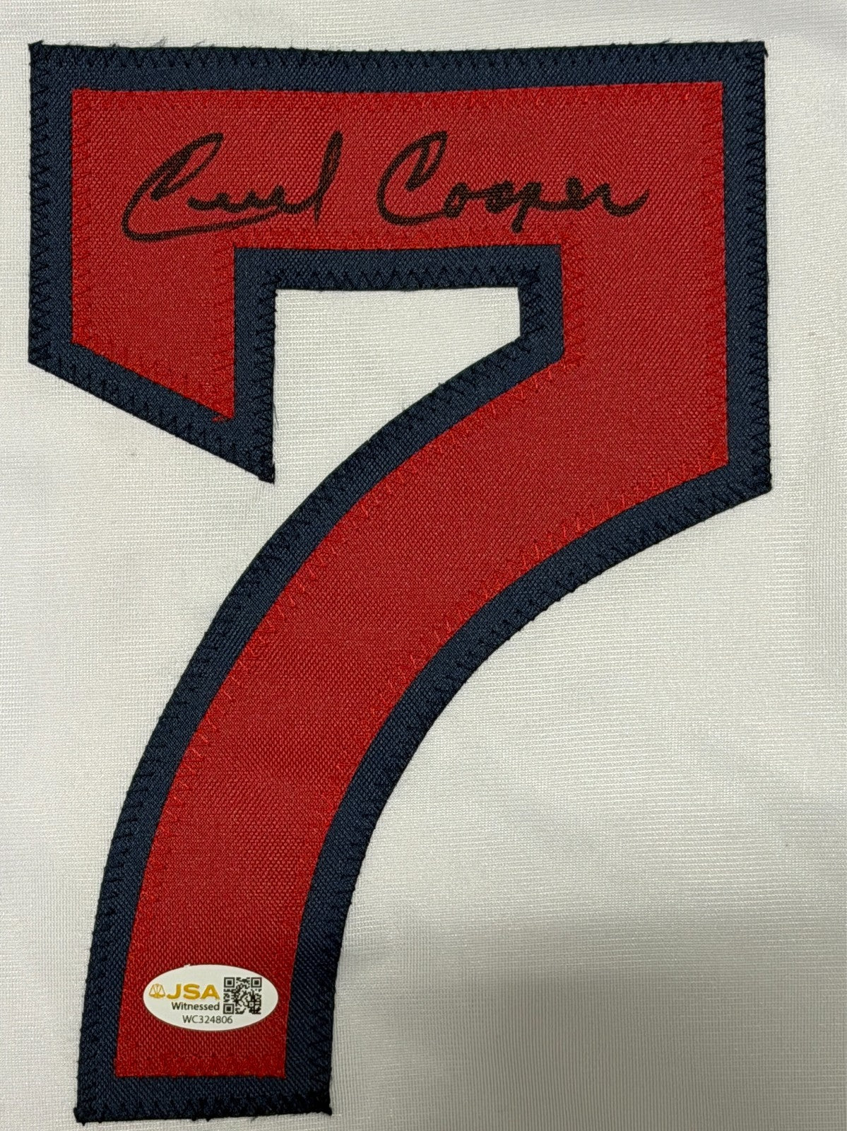 Cecil Cooper Signed Autographed Boston Red Sox Custom Jersey JSA Witness COA