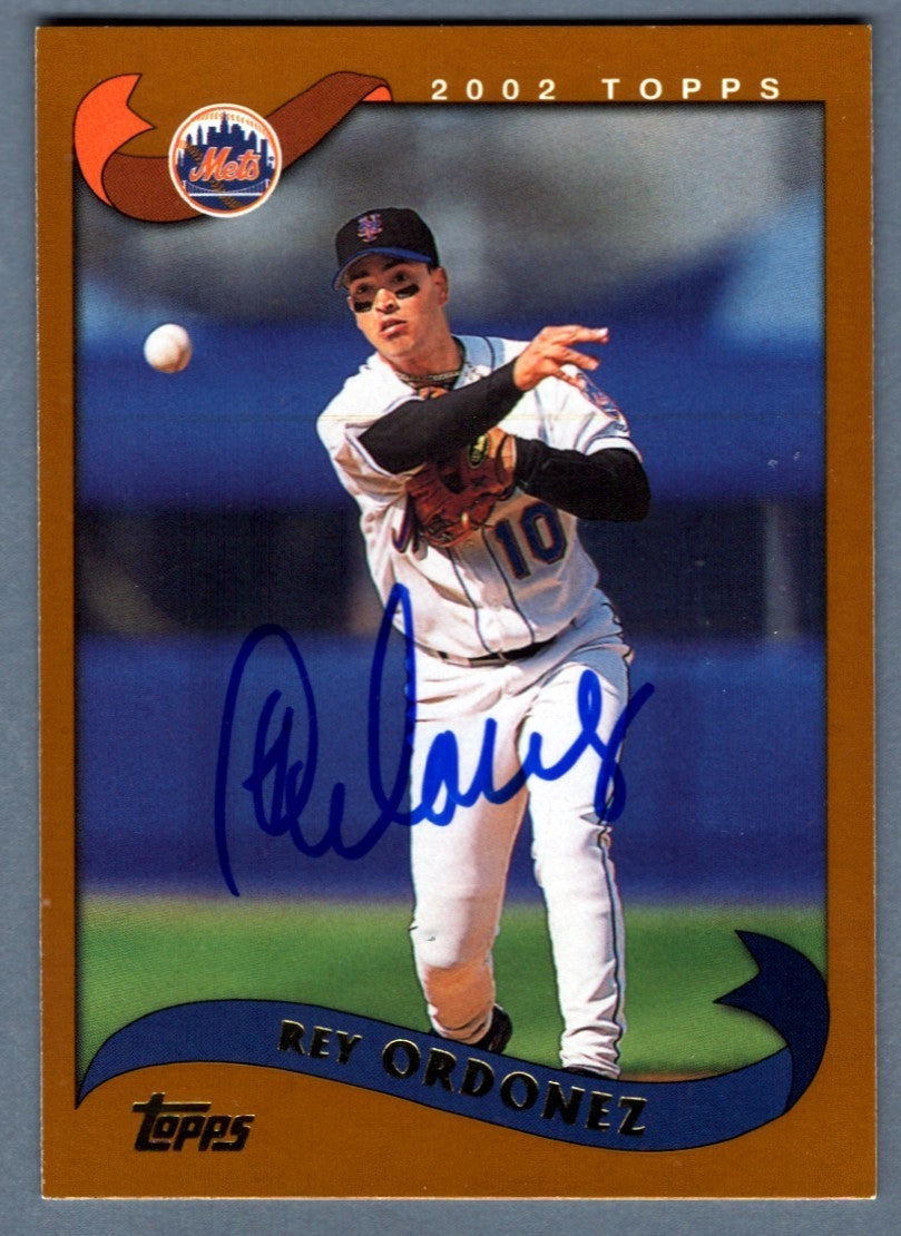 Rey Ordonez Signed Autographed 2002 Topps #166 LSCM COA New York Mets