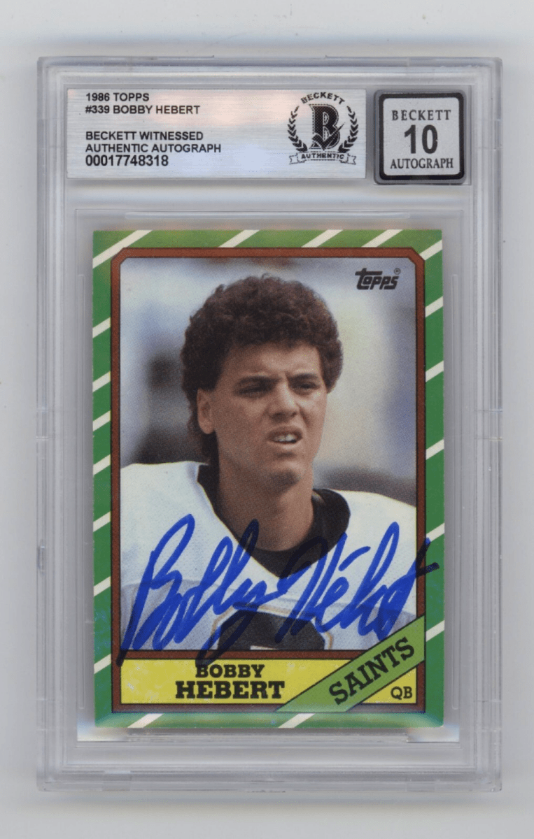 Bobby Hebert 1986 Topps #339 RC Signed Beckett BGS 10 Auto New Orleans Saints