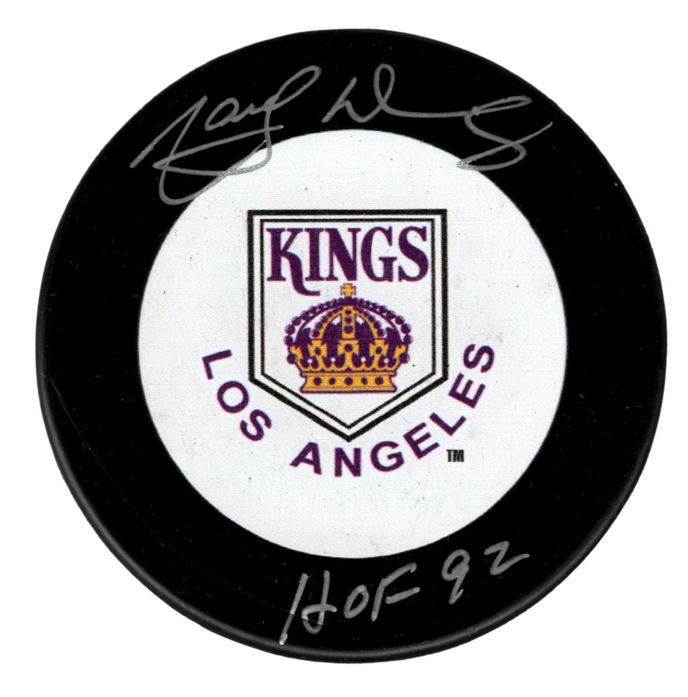 Marcel Dionne Signed Auto LA Kings Puck w/ HOF 92 Beckett Witness BAS COA White