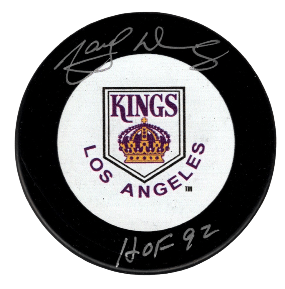 Marcel Dionne Signed Auto LA Kings Puck w/ HOF 92 Beckett Witness BAS COA White